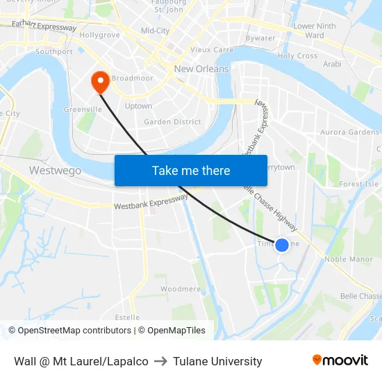 Wall @ Mt Laurel/Lapalco to Tulane University map