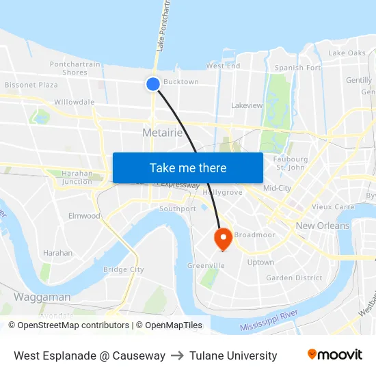 West Esplanade @ Causeway to Tulane University map