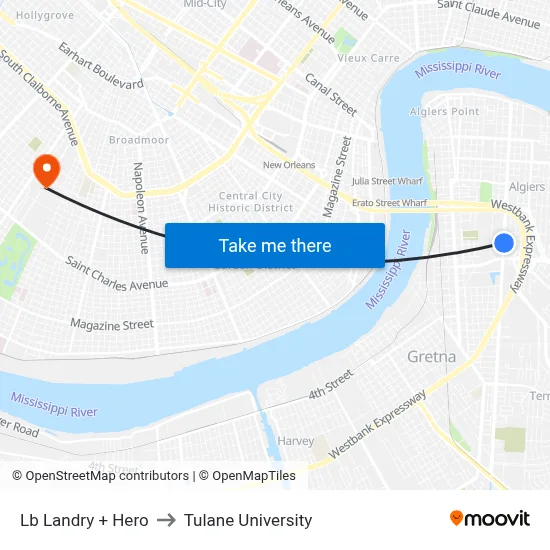Lb Landry + Hero to Tulane University map