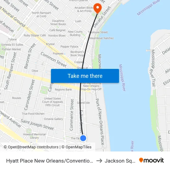 Hyatt Place New Orleans/Convention Center to Jackson Square map