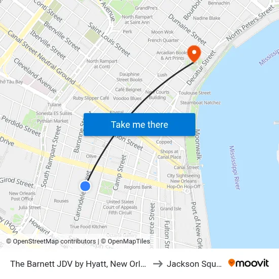 The Barnett JDV by Hyatt, New Orleans to Jackson Square map