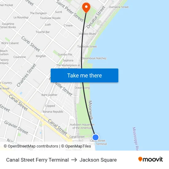 Canal Street Ferry Terminal to Jackson Square map