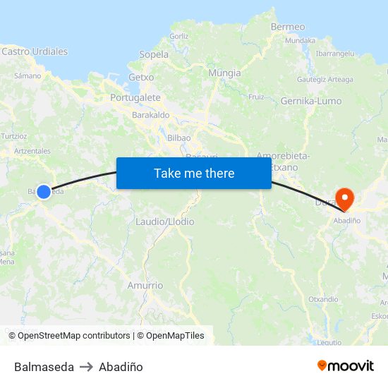Balmaseda to Abadiño map