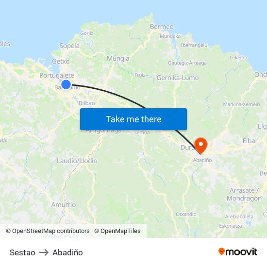 Sestao to Abadiño map