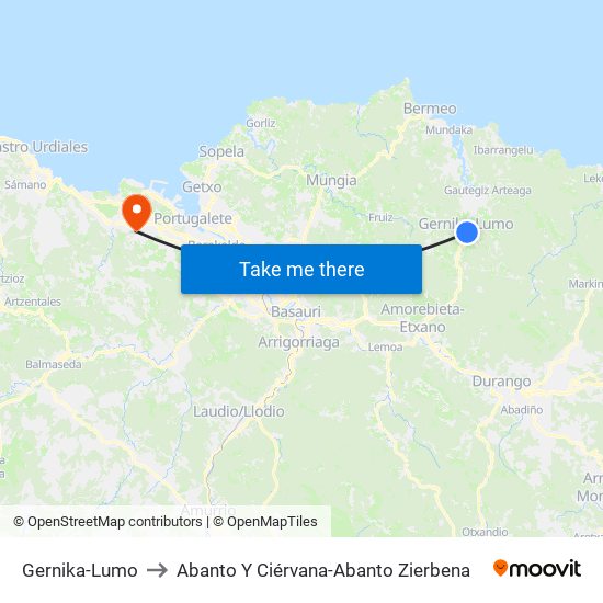 Gernika-Lumo to Abanto Y Ciérvana-Abanto Zierbena map