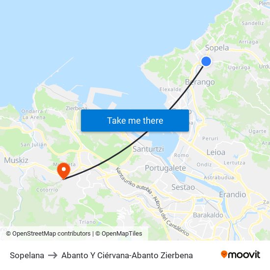 Sopelana to Abanto Y Ciérvana-Abanto Zierbena map