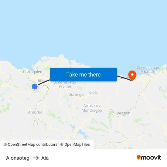 Alonsotegi to Aia map