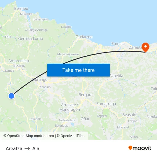Areatza to Aia map