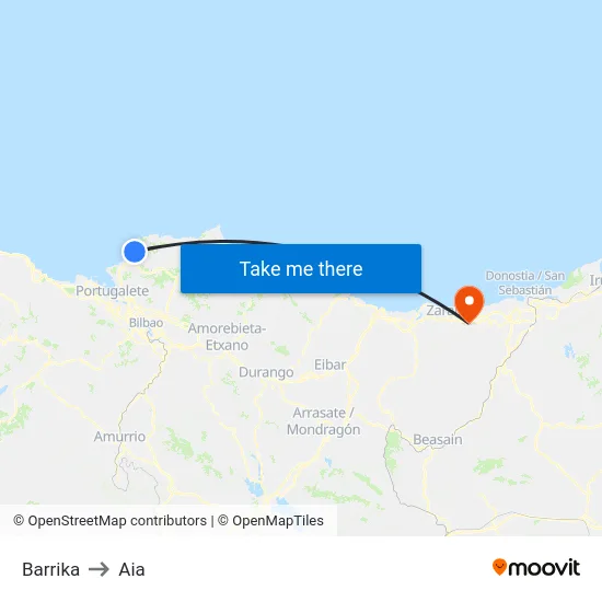 Barrika to Aia map