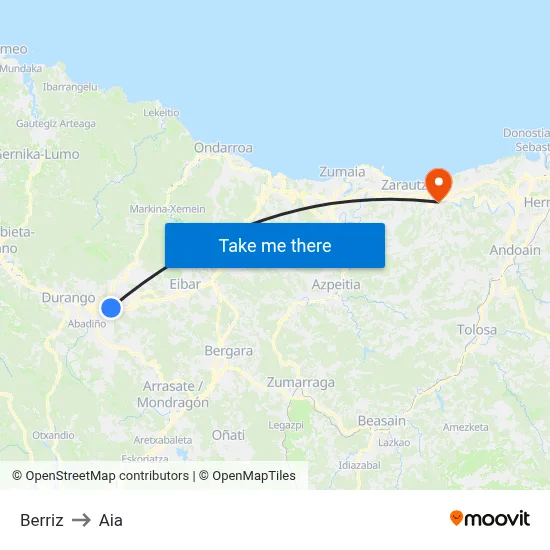 Berriz to Aia map