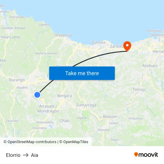 Elorrio to Aia map