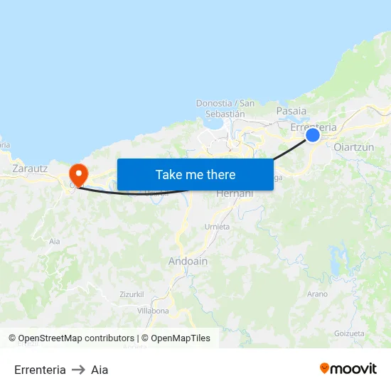 Errenteria to Aia map