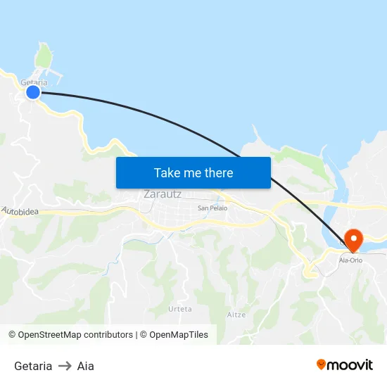 Getaria to Aia map