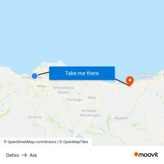 Getxo to Aia map