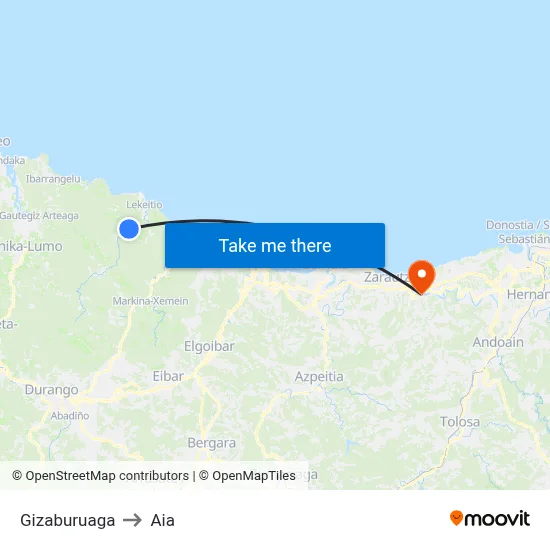 Gizaburuaga to Aia map