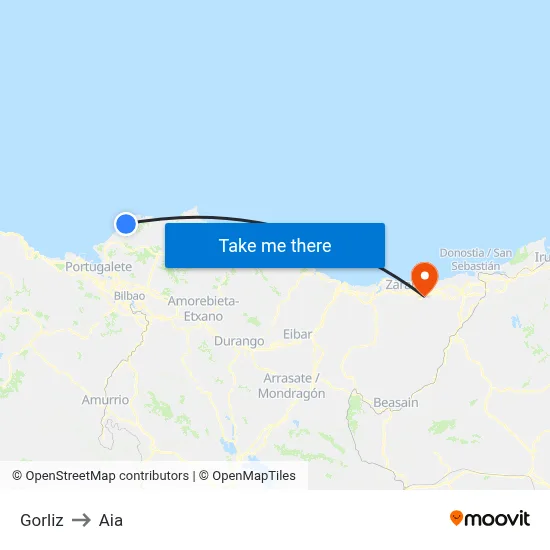 Gorliz to Aia map