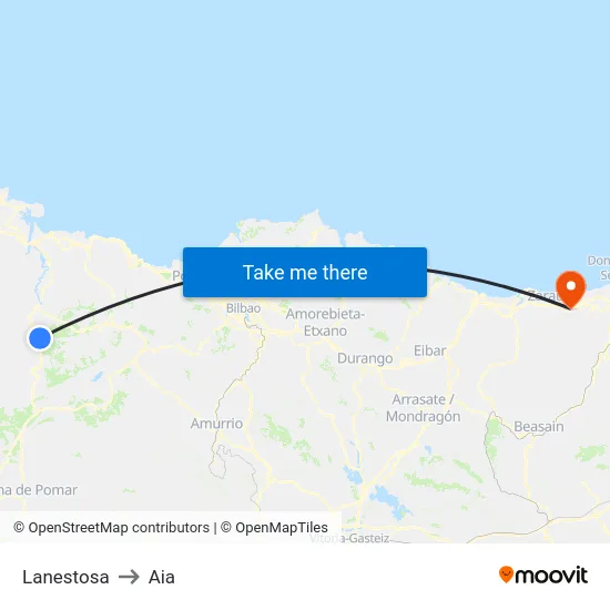 Lanestosa to Aia map