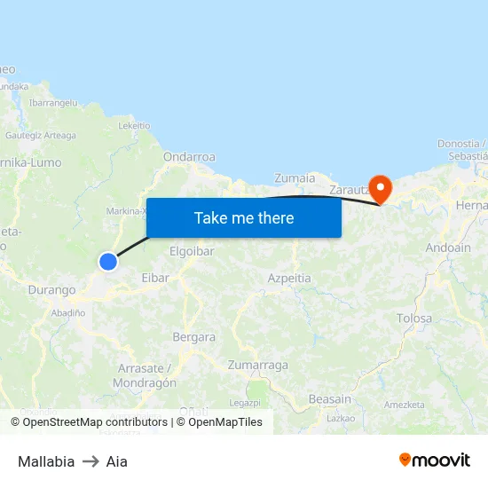Mallabia to Aia map