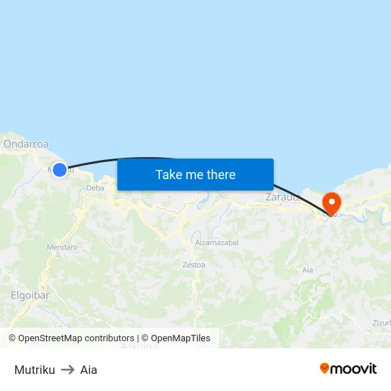 Mutriku to Aia map