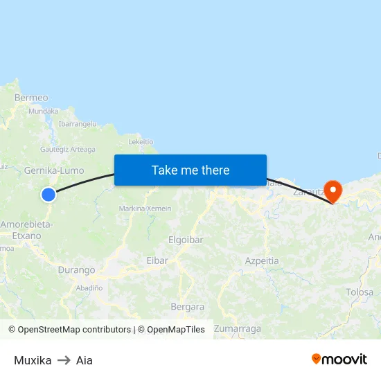 Muxika to Aia map