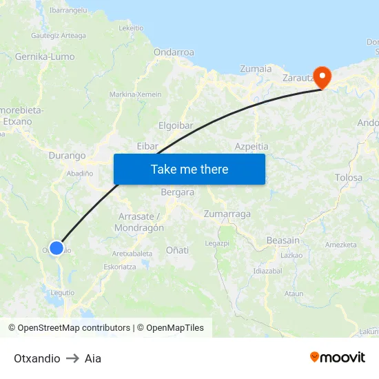 Otxandio to Aia map