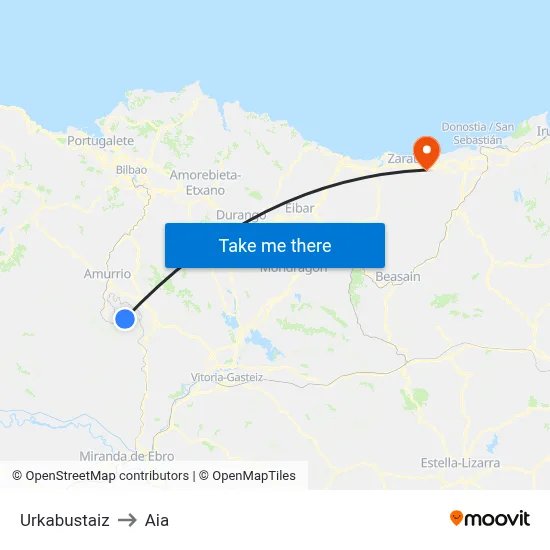 Urkabustaiz to Aia map