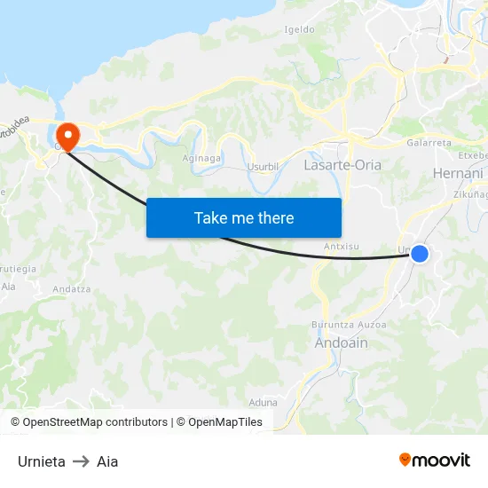 Urnieta to Aia map