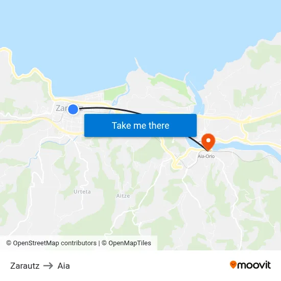 Zarautz to Aia map