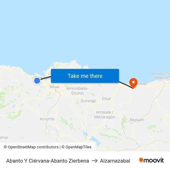 Abanto Y Ciérvana-Abanto Zierbena to Aizarnazabal map