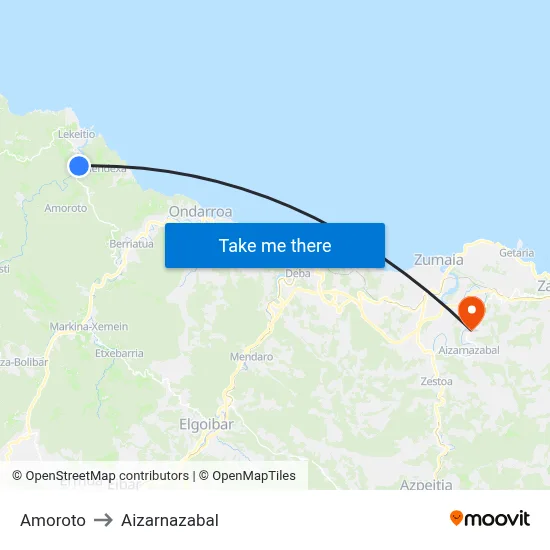 Amoroto to Aizarnazabal map