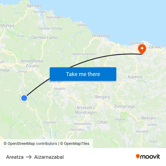 Areatza to Aizarnazabal map