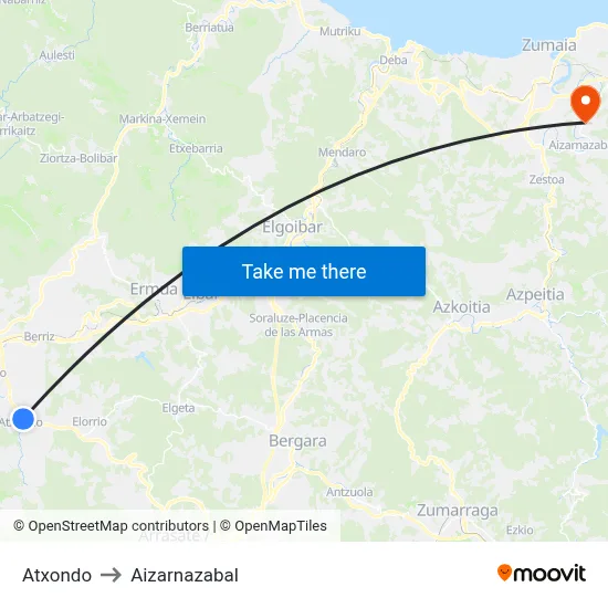 Atxondo to Aizarnazabal map