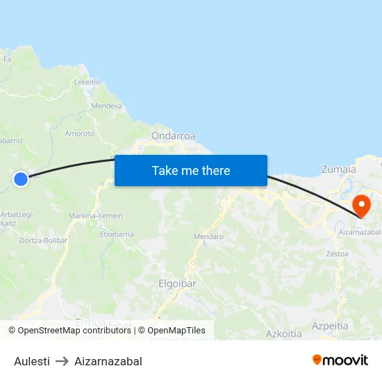 Aulesti to Aizarnazabal map