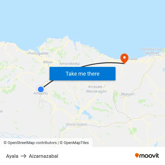 Ayala to Aizarnazabal map