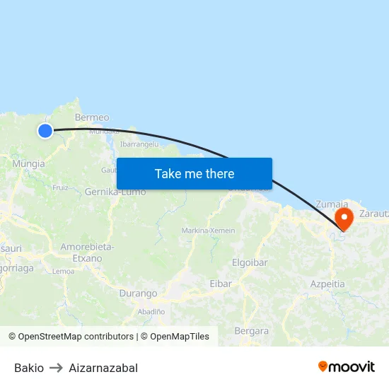Bakio to Aizarnazabal map