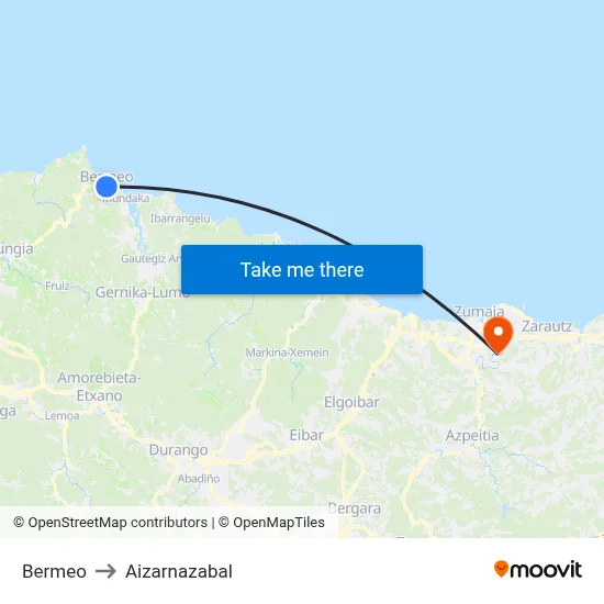 Bermeo to Aizarnazabal map
