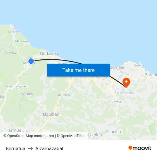Berriatua to Aizarnazabal map