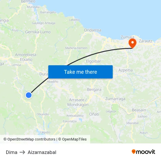 Dima to Aizarnazabal map