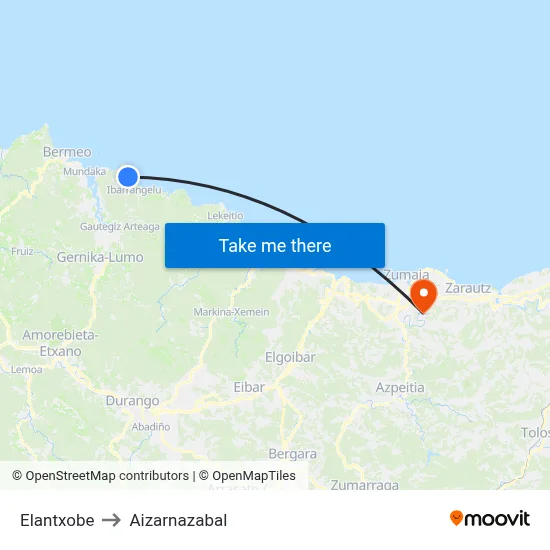 Elantxobe to Aizarnazabal map