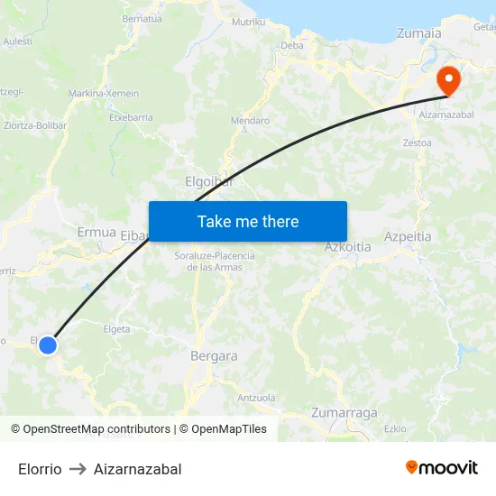 Elorrio to Aizarnazabal map