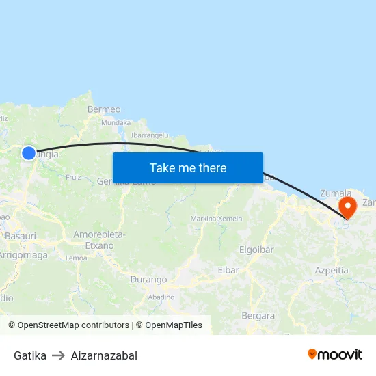 Gatika to Aizarnazabal map