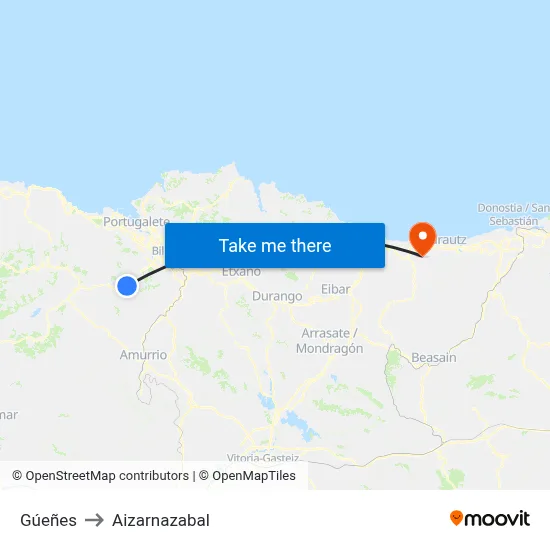 Gúeñes to Aizarnazabal map