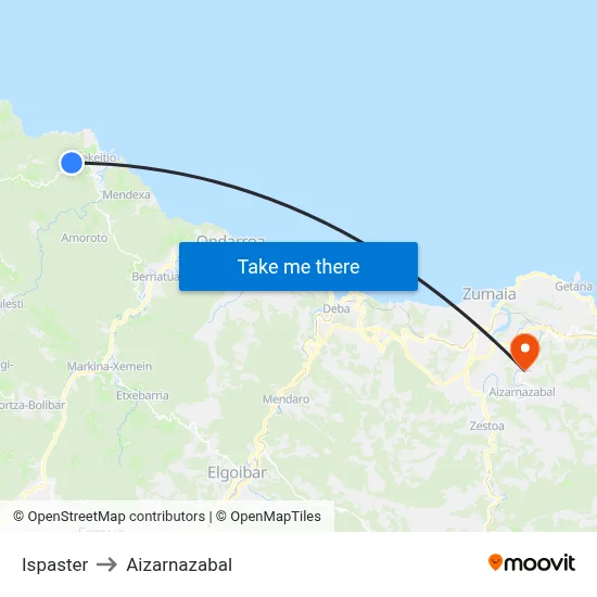 Ispaster to Aizarnazabal map