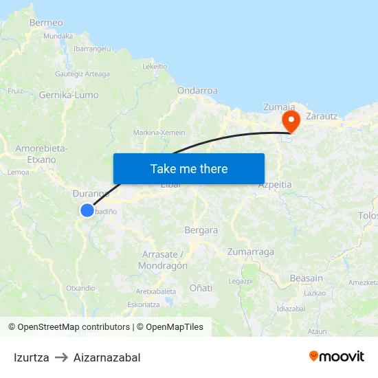 Izurtza to Aizarnazabal map