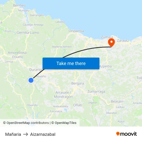 Mañaria to Aizarnazabal map