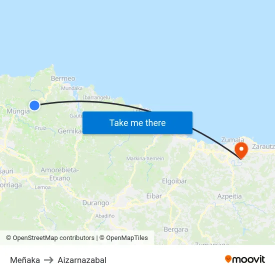Meñaka to Aizarnazabal map