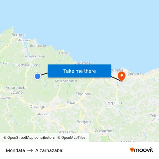 Mendata to Aizarnazabal map