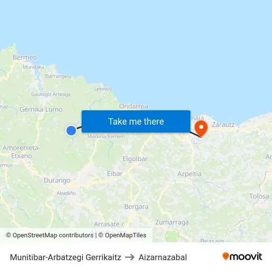 Munitibar-Arbatzegi Gerrikaitz to Aizarnazabal map