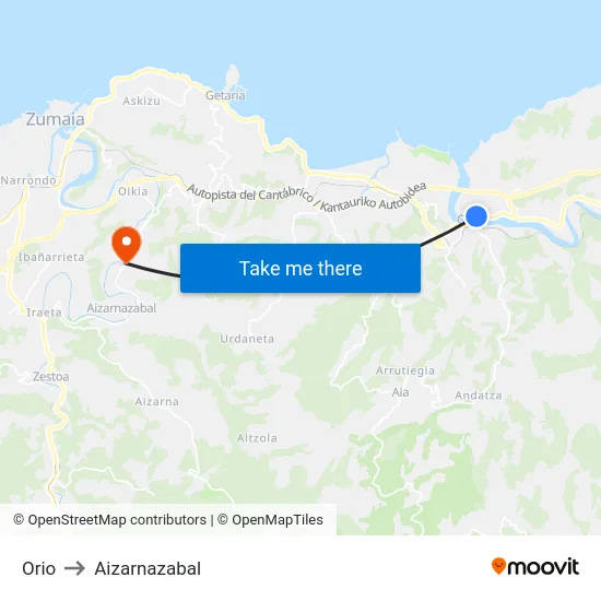 Orio to Aizarnazabal map