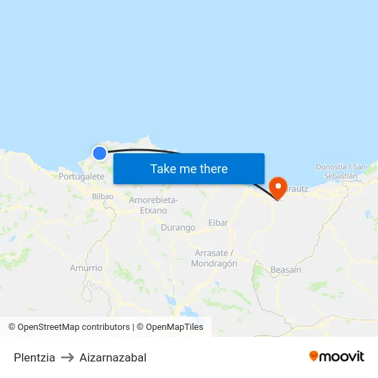 Plentzia to Aizarnazabal map